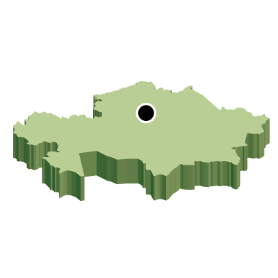 カザフスタン共和国無料フリーイラスト｜首都・立体(緑)
